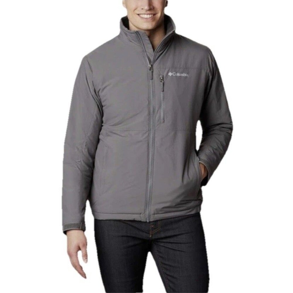 Columbia Fleece Lined Mens Jacket Utilizer Large Grey Water Resistant Coat New